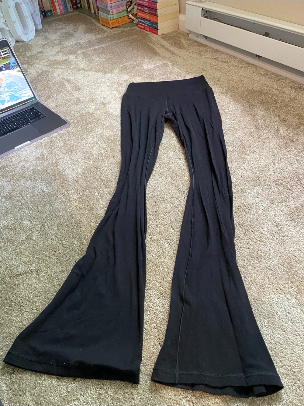 aerie Black Wide-Leg Flared Yoga Pants